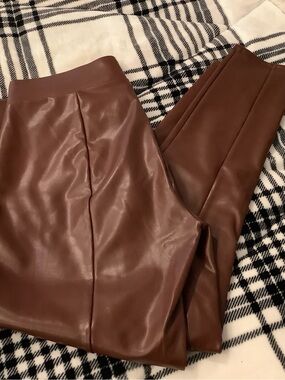 LOFT Faux Leather Skinny Pants in Brown